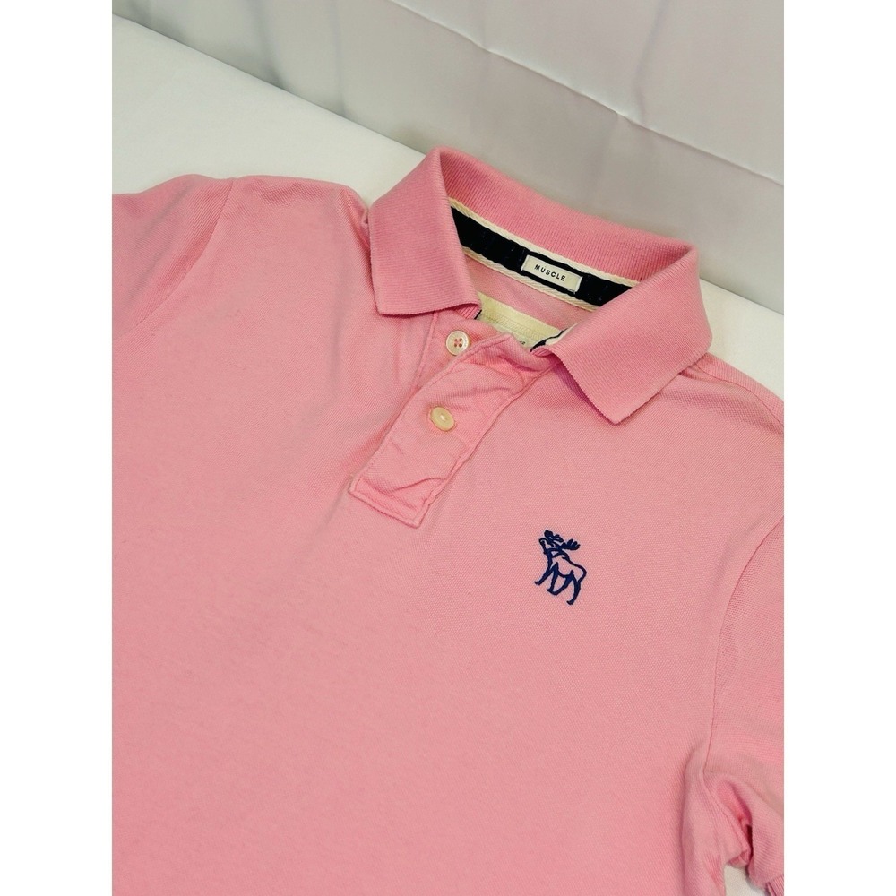 Abercrombie & Fitch Pink Muscle Fit Polo Shirt Men's Large Preppy Y2K  Moose